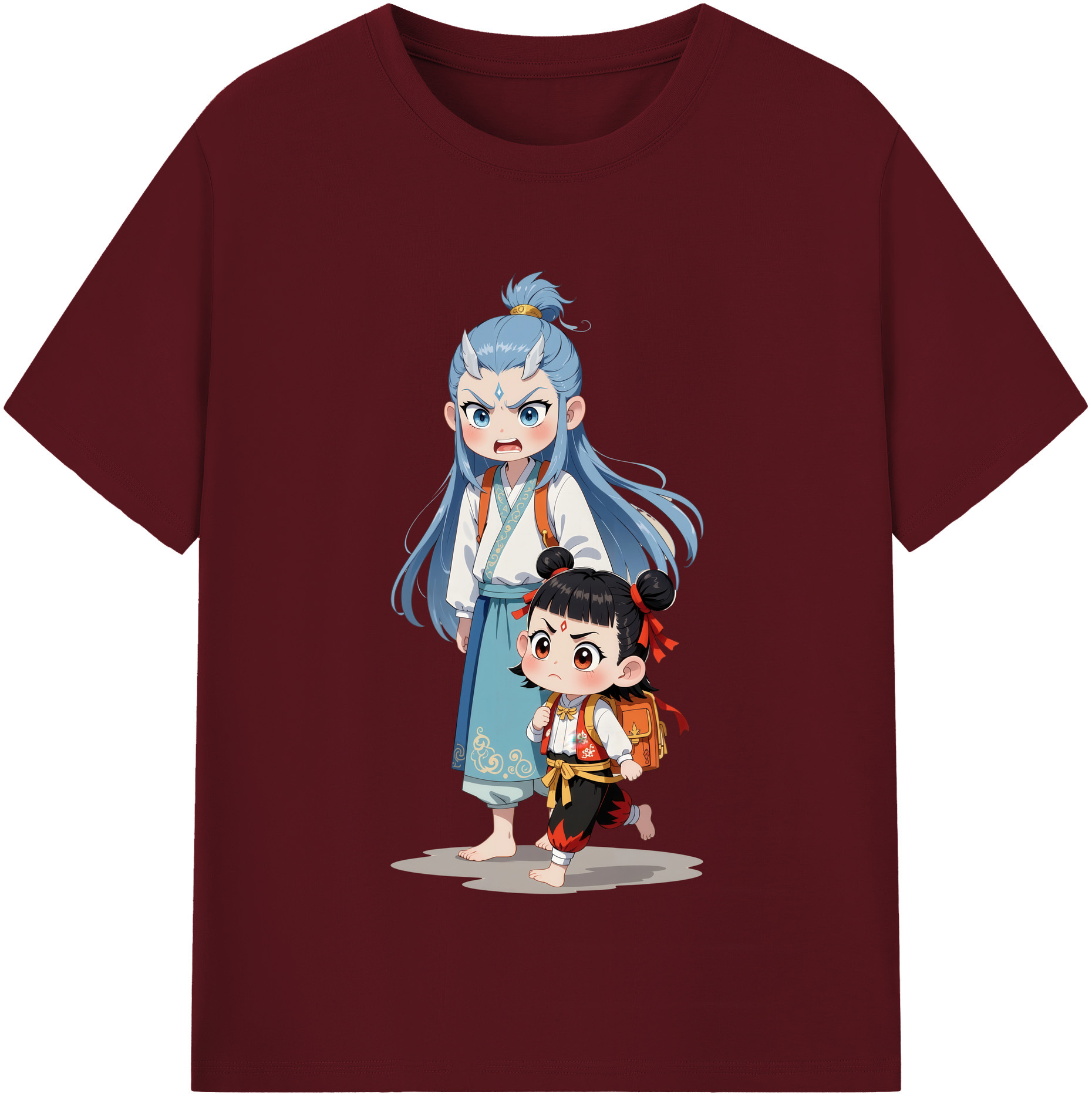 （画像用） Ne Zha 2 ナタ 魔童の大暴れ 綿100％半袖Tシャツ（フロントプリント）